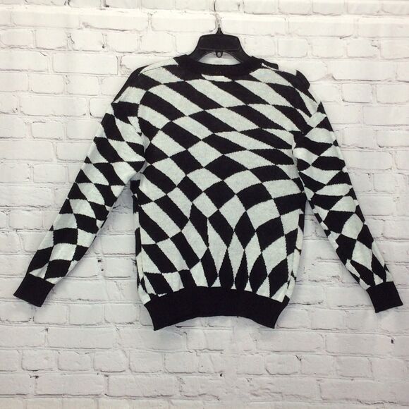 Disney Mickey Mouse Graphic Sweater Women's Size XS Black/White Check Pullover - Picture 4 of 10